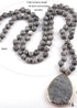 Boho Necklace, RH Rose Quart Amazonite, Oval Blue Pink Natural Stone